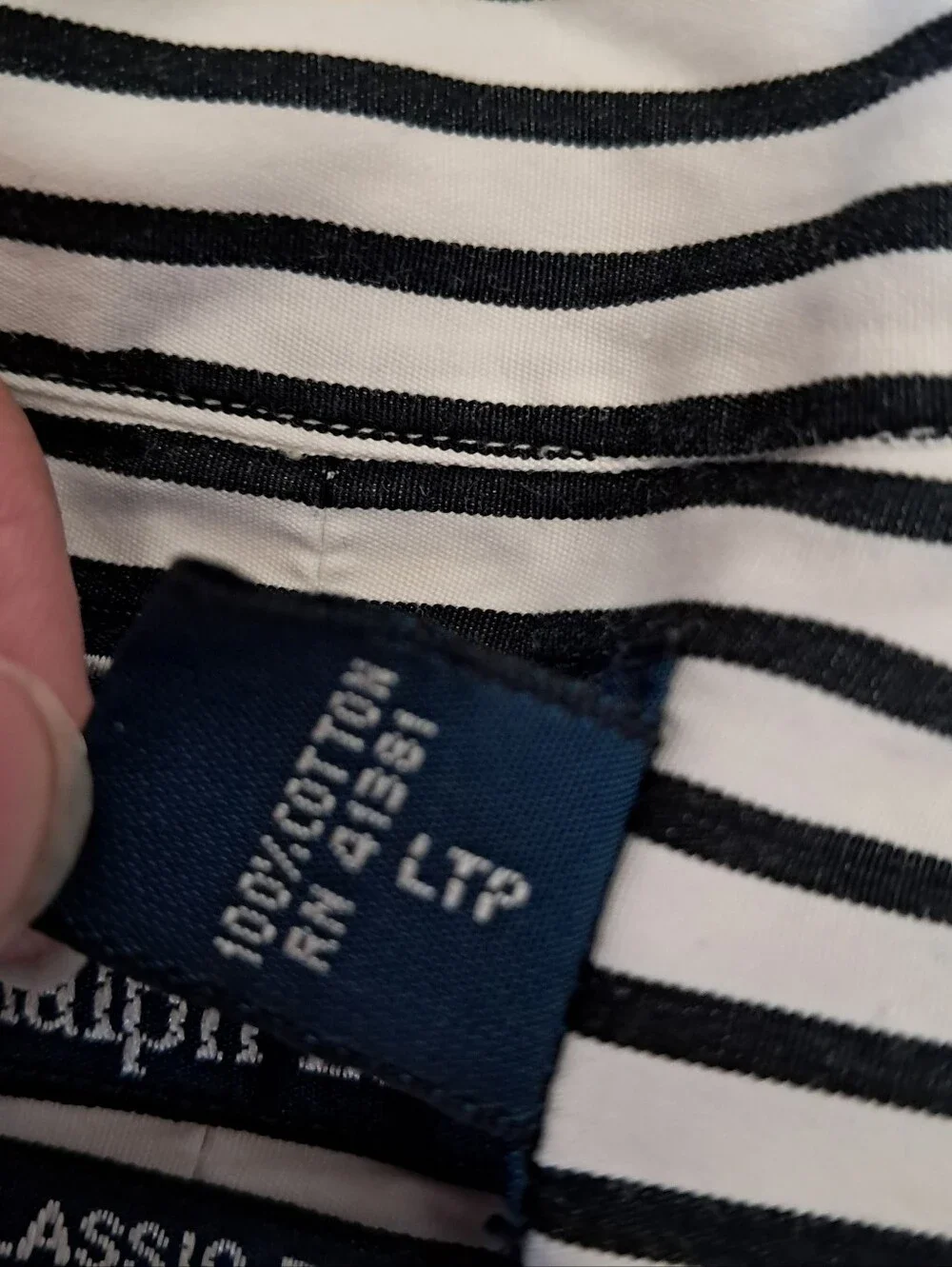 Polo Ralph Lauren Mens Black/Navy Striped Button Front Classic Fit Shirt XXL